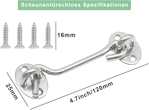 haierdidi Ganci tempesta 2 pezzi con ganci passamontagna in acciaio inox per porta, garage, recinzione, finestre o capannoni con 8 viti di montaggio - Honorern