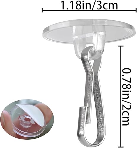 LANGNIDORIS Gancio Adesivo da Soffitto Autoadesivi Trasparenti da 30 Pezzi Senza Perforazione Ganci per Montaggio a Soffitto con Clip per Pennone Ganci Natalizia Decorativi per Camera da Letto Bagno - Honorern
