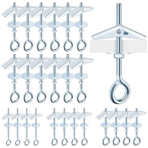 Kit assortito di bulloni a levetta M4 M5 M6, 18 pezzi, bulloni a levetta a molla, ancoraggi a farfalla, ancoraggi resistenti per cartongesso con dado ad alette per lampade a sospensione - Honorern