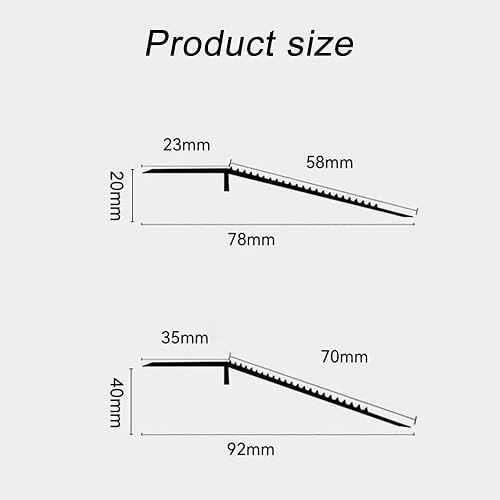 Striscia di Transizione del Pavimento Irregolare, Striscia Divisoria Pavimento, Dislivello 6-20mm Striscia di Rivestimento in Alluminio Modanatura A T (Color : L 90cm (3ft), Size : H 20mm (3/4 - Honorern