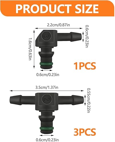 4 Pezzi Connettore Tubo Di Ritorno Iniettore Diesel,Connettore di Ritorno Dell'iniettore,Connettore Ritorno Iniettore Carburante,Diesel Iniettore Tubo di Ritorno Connettore 3X T Tubo 1X L Tubo. - Honorern