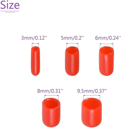 TOP-VIGOR 5 tappi terminali in gomma, rotondi e flessibili, diametro interno 25 mm, protezioni per filettature, coperture in vinile rosso per viti, tubi, cavi, fili, cablaggi, ecc - Honorern