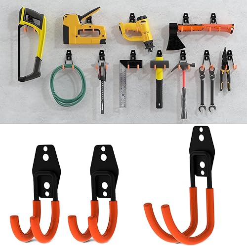 Ganci Garage, Gancio da Muro da Parete, Ganci da Metallo per Appendere, 3 Pezzi Ganci Resistenti per Garage, Adatto per Caschi, Assi da Stiro, Pentole, Biciclette, Attrezzi Fitness - Honorern