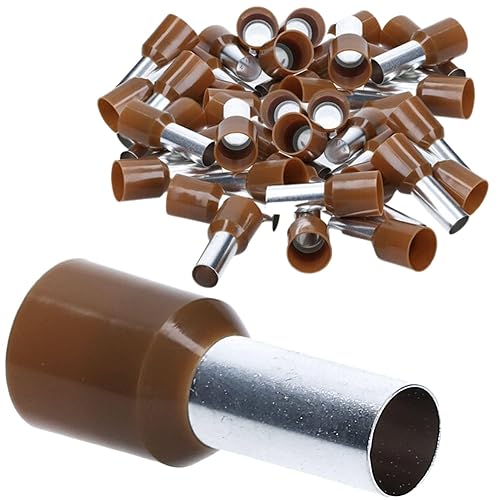 AE1012BR - 100 terminali isolati, 10,0 mm², lunghezza 12 mm, marrone, Made in Germany, qualità industriale - Honorern