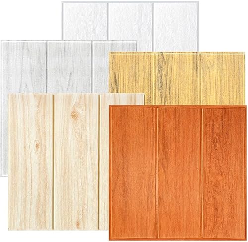 20 adesivi 3D in schiuma a forma di mattoni, autoadesivi 3D, piastrelle in pietra, pannelli in schiuma morbida per cucina, camera da letto, soggiorno (legno) - Honorern