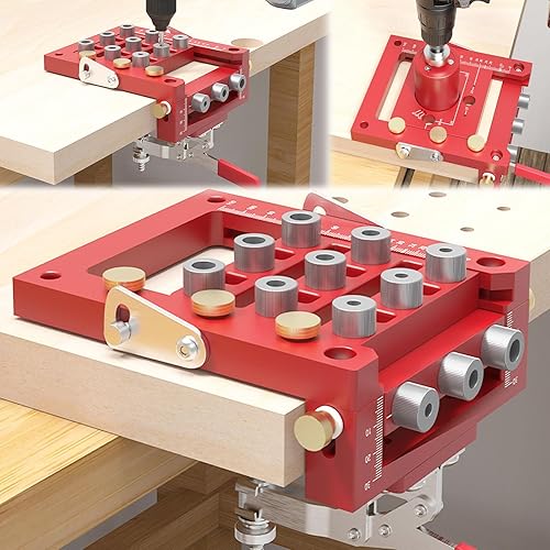 Dima per Spinatura Legno, Dima per Fori a Tasca 2/6/8/10/15/20/35mm Set di Maschere per Fori Tascabili 3 in 1 Perforatore Tascabile Dima di Foratura con Clip di Posizionamento Guida di Perforazione - Honorern