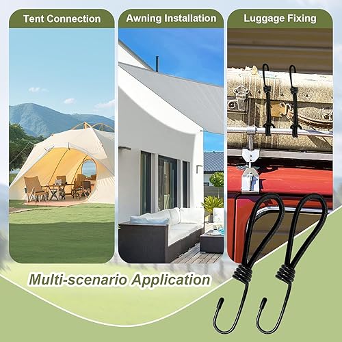 25 Pezzi Corde Elastiche con Gancio 15 cm, Corda Elastica per Teloni, Ganci Elastici Tenditori Gomma, tenditori per Tende da Campeggio, Ganci Elastici Corti Adatto per uso Esterno - Honorern