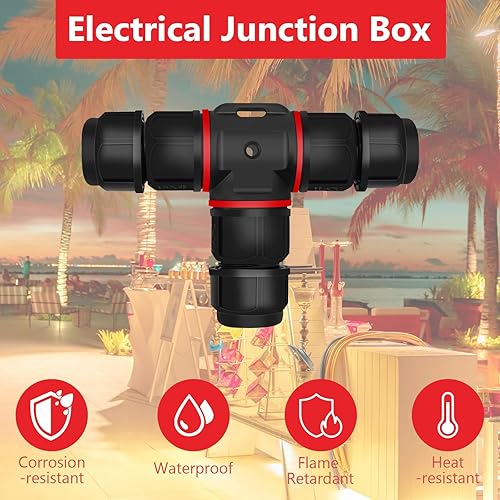 3 pezzi Connettore per Cavi, Scatola di Giunzione Impermeabile IP68 a Forma di T, Scatola di Giunzione per Cavi di Terra a 3 pin per Cavi di Diametro Ø3-12 mm, con Cacciavite - Honorern