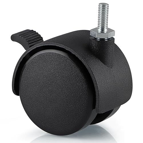 4 ruote in nylon da 50 mm con freno, ruota girevole a gambo da 6 mm x 15 mm, ruota in nylon con blocco per piccoli mobili - Honorern