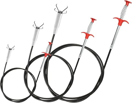 3 Pz Pinza Stura Lavandini e Scarichi, 90/160/200 cm Sonda Sturatubi Professionale, Pinza Telescopica Prendi Oggetti Flessibile, Spirale Pulizia Tubi, Stura Tubi di Scarico Doccia Cucina Bagno Fogne - Honorern