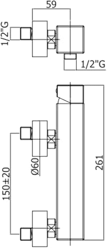 Miscelatore Doccia Modello Level Lec168cr, Miscelatore per Cabina Doccia – Stile Minimalista, Design Italiano - Honorern