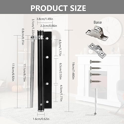 Chiudiporta automatico: chiudiporta a asta, autobloccante, acciaio inossidabile, montaggio su superficie, regolabile, chiusura automatica, ideale per uso residenziale e commerciale - Honorern