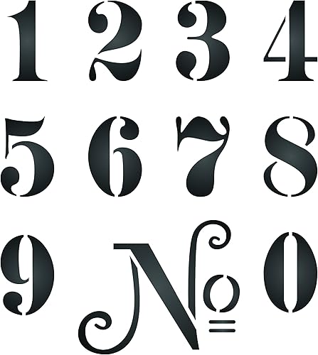 Stencil da parete con numeri in stile francese, riutilizzabili, vintage small - Honorern