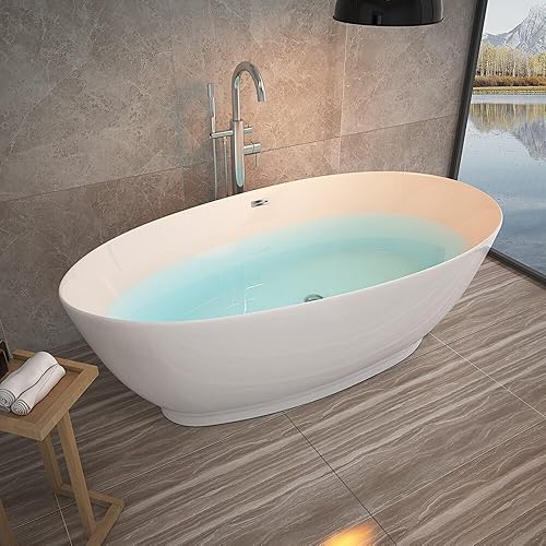 vasca da bagno freestanding - DELIA, bianco - dimensioni: ca. 180 x 90 x 58 cm - capacità: 270 litri, inclusa protezione troppopieno, sifone e chiusura I Spa, per 2 persone. - Honorern