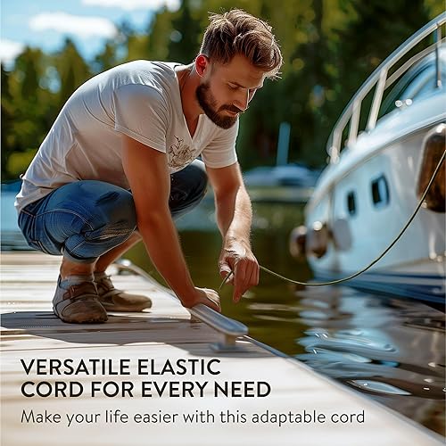 Corda Elastica - Ø 8 mm x 10 m - con 10 Ganci e 6 Moschettoni per Teloni e Striscioni - Cinghia Portapacchi per Fai da Te - Resiste alle Intemperie e ai Raggi UV - Verde - Honorern