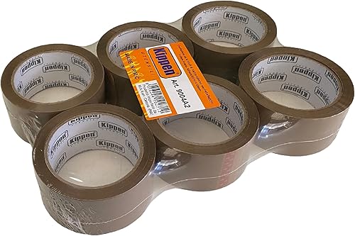 9004A2 - Confezione da 6 Rotoli di Nastro Adesivo per Imballaggio. Colore Avana. Misure: 66mt x 50mm. - Honorern