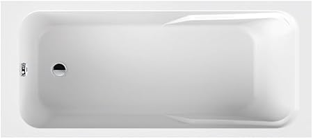 Vasca da bagno, 160 x 70 cm, in acrilico, colore bianco, per illuminazione a LED, in polistirolo, rettangolare, design moderno, scarico cromato - Honorern