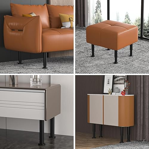 4 Pezzi Gambe per Mobili, Piedini per Mobili Regolabili in Altezza 18-32cm, Piedini di Supporto in Metallo Nero, Gambe per Mobili per Mobile TV, Letto, Divano, Comodino, Mobiletto del Bagno - Honorern