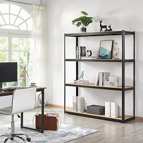 Scaffalatura a 4 Ripiani Massimo Carico 265 kg 150 x 45 x 180 cm Scaffale da Garage in Metallo Altezza Regolabile Montaggio senza Viti per Magazzino - Honorern