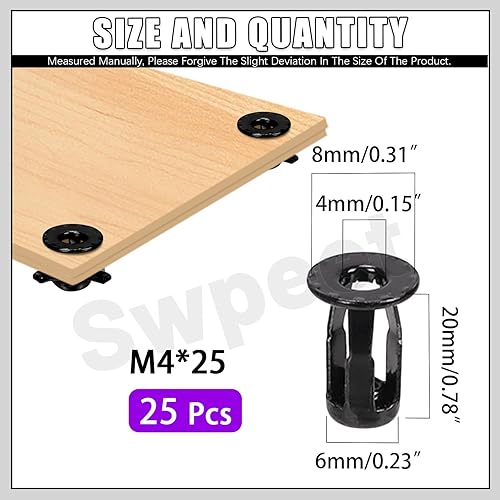 25 dadi jack cavi M4 per ancoraggi da parete, dadi a petalo Nutserts Viti a testa cilindrica con inserto a croce ciechi con gambo esagonale per ferro da parete cava - Honorern