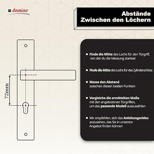 domino ALMA ECO M9 - Set di 72 maniglie per porta della stanza, porta dell'ufficio, della cantina e della porta interna, a forma di L, accessori per porta in alluminio, in nichel - Honorern