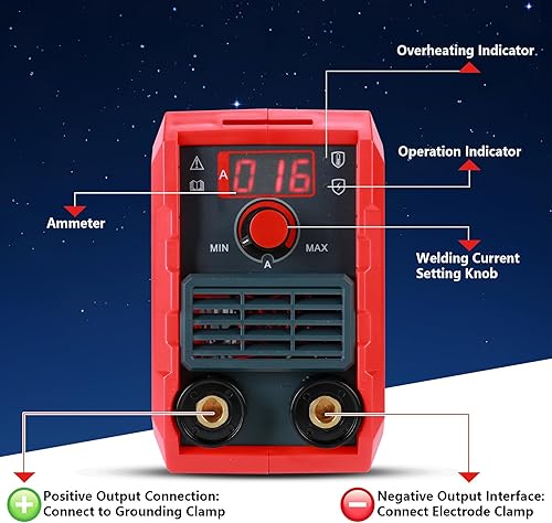 MMA Saldatrice, Saldatrice Elettrodo, ARC Saldatrice Inverter, Saldatrice a Filo, Saldatrice a Filo Continuo, Saldatrice Tig, Display Digitale, Compatto e Leggero, 210x105x165mm - Honorern