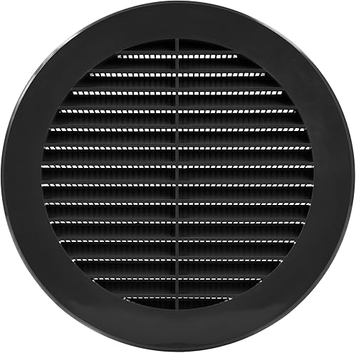 Copertura per intradosso nera da 15 cm/150 mm - Prese d'aria rotonde - Copertura per griglia - Zanzariera incorporata - Prese d'aria HVAC per bagno, ufficio domestico, cucina - Honorern