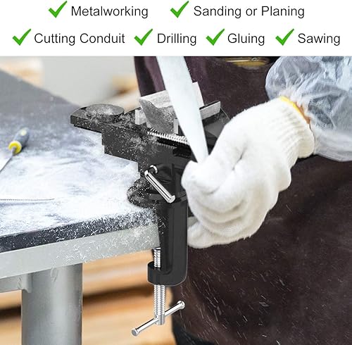 Morsa da tavolo Morsa in Acciaio Fuso da 3 pollici con Base Girevole 360 °, Morsetto, Morsa aprtura di 77,5 mm Ultra resitente, Accessori Casa, Morsa per Falegnameria, Ufficina, Grigio - Honorern