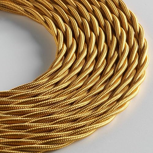 Klartext - Cavo tessile trecciato BELLE ÉPOQUE per installazione elettrica vintage, 3X1,5mm, Oro, 10mt. - Honorern