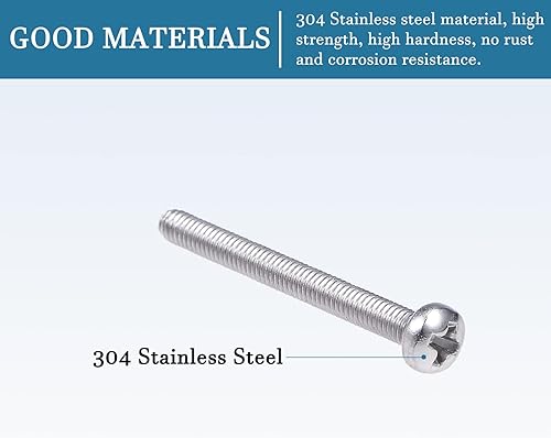 M2.5 Piatta Phillips Croce Testa Vite x 30pz 304 Inossidabile Acciaio Fissaggi Bulloni per Precisione e Industriale Macchine, [25mm Lunghezza, Argento Tono] - Honorern