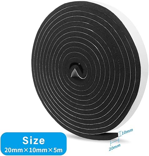 Nastro adesivo in gomma espansa autoadesivo, 20 mm (larghezza) x 10 mm (profondità) x 5 m(lunghezza), per finestre, guarnizioni delle porte, sigilli anti-collisione, isolamento acustico - Honorern