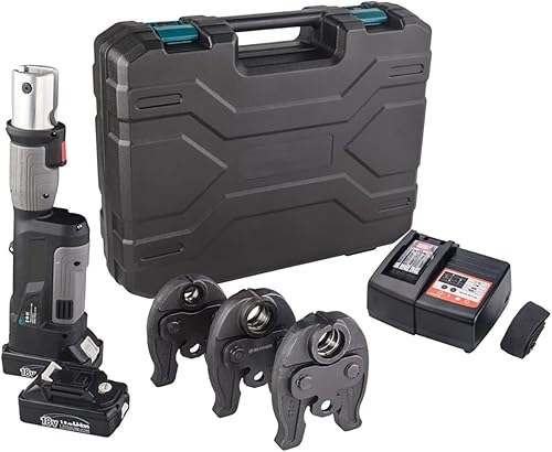 Strumento di Pressatura per Tubi Idraulici a Batteria Portatile per Crimpatura Multistrato in Rame Pex per Impianti Idraulici, con 3 Ganasce a Pressare/2 Batterie,1series - Honorern