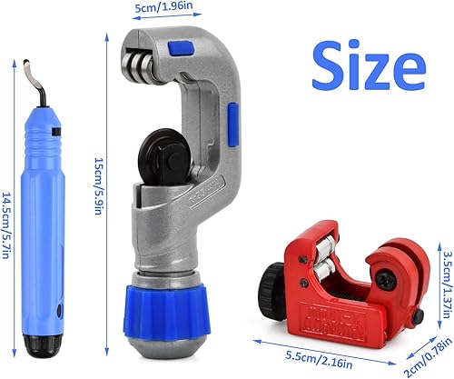 Set di Tagliatubi, 3-42mm Tagliatubi con Sbavatore, Mini Tagliatubi 3-16mm, Tagliatubi per Tubi, per Tagliare Tubi in Rame, Alluminio, Plastica, PVC, Acciaio Inox - Honorern