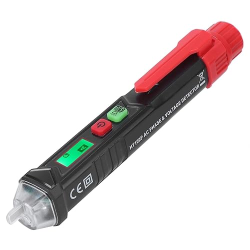 Tester di Tensione Senza HT100P Dual Range 12V-1000V/48V-1000V Penna Rilevatore di Tensione CA Indicatore di Rotazione a 3 Fasi Tester Penna con Torcia a Led Allarme Cicalino - Honorern