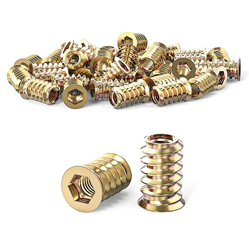 Dado a vite M8 x 20 mm, 20 inserti filettati in legno, manicotti a vite esagonali zincati, inserti filettati per mobili in legno - Honorern