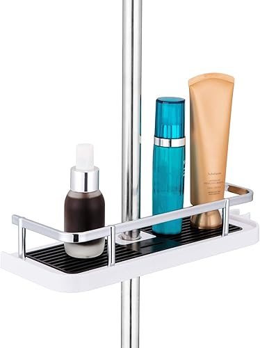 Mensola da doccia per bagno, pensile per doccia senza foratura Bastone per doccia con mensola e gancio per doccia da 19mm-25mm - Honorern