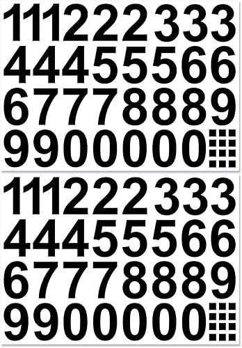 Adesivi facili da applicare, 5 cm, in nero lucido, 64 numeri adesivi di alta qualità, numeri e numeri autoadesivi da 0 a 9, impermeabile e resistente alle intemperie, ideale per uso esterno - Honorern