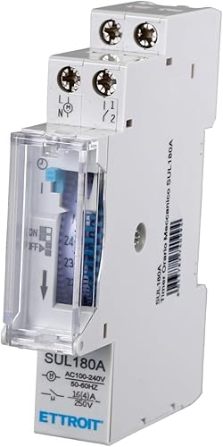 Temporizzatore 24 Ore Su Guida DIN, Occupa solo 1 Modulo DIN, Timer Orario Meccanico, 100-240V 16A, Programmabile Montaggio Su Rotaia Barra DIN - Honorern