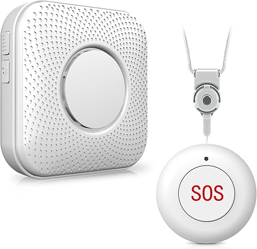 Sirena di allarme per casa, sistema di chiamata di emergenza con 1 pulsante SOS e 1 ricevitore, segnalino d'allarme per il personale di assistenza, pazienti anziani a casa, anziani disabilitati - Honorern