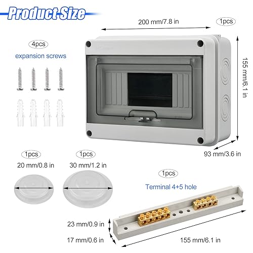 Quadro Elettrico Esterno, IP65 Impermeabile Scatola Elettrica da Esterno, Centralino da Parete, Scatola Derivazione Esterna, Centralino 8 Moduli con Accessori (8 Moduli) - Honorern
