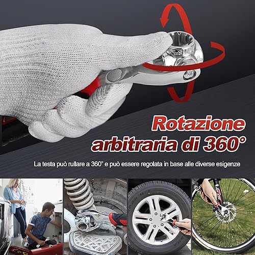 Chiave a Bussola Universale 52 in 1,Magnetico,Chiave a Bussola Universale Girevole a 360 Gradi,Strumenti di Riparazione Rotante in Acciaio Inossidabile, Dotato di un Paio di Guanti in Cotone. - Honorern