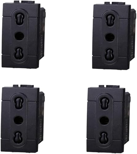 Presa Bipasso 2P+T 10/16A 250V, Compatibile con Bticino Living Light, Set da 4 Pezzi, Bianco - Honorern