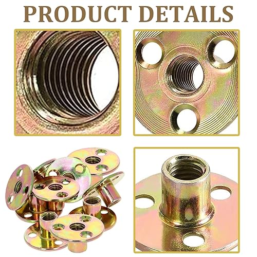 10 Pezzi Foro Tee Dado, M10*37 * 2.5, M10 Ferro Zincato T Dado, Dadi a T 3 Fori, Dadi Flangiati, Base Rotonda a Vite T-Nut per Mobili - Honorern