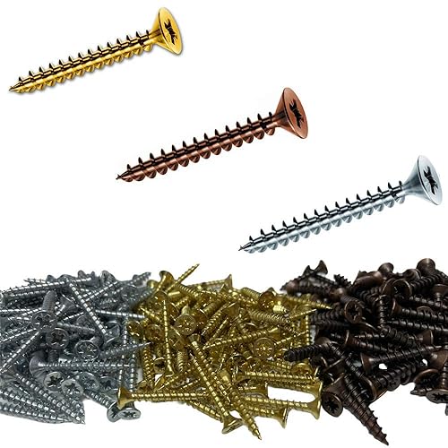 Viti per Legno Truciolare Testa Piana Svasata Fresata Intaglio a croce Colori e Misure Assortite (Bronzate, 2,5x30 mm (Conf. 1000 pz)) - Honorern
