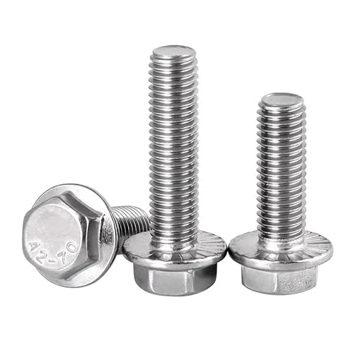 Bulloni Flangiati Esagonali Viti a Testa Esagonale con Flangia in Acciaio Inox Viti a Macchina M6x20mm (10 pz) - Honorern