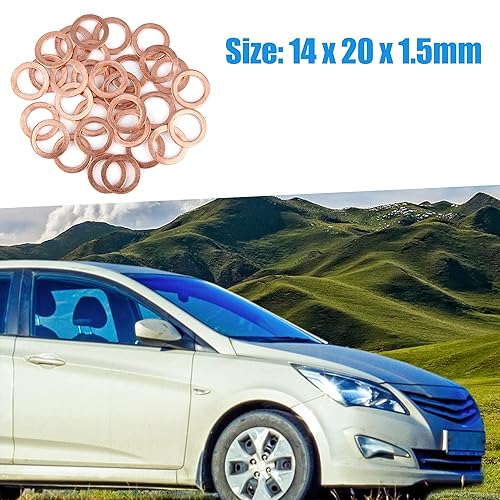 Rame Rondella 14 x 20 x 1.5mm Piatto Sigillante Guarnizione anellos (Set di 30) - Honorern