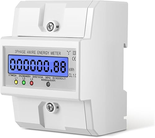Contatore Energia Elettrica, 380V/50Hz Trifase Contascatti Elettrico Contatore Elettrico Digitale Trifase a 4 Fili Misuratore Consumo Elettrico Digitale con Schermo LCD - Honorern