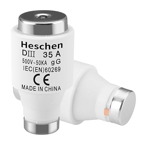 Collegamenti di fusibile neozed in ceramica, Link fusibile tipo DIII, 35A 500VAC, tipo gG, per la protezione di cavi e linee, confezione da 5 - Honorern