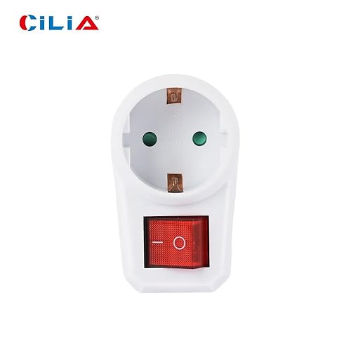 Presa Elettrica con Interruttore Schuko 2 Poli Bianca – Tipo F, Risparmio Energetico, Salvaspazio con Connettore Intermedio e Morsetti di Terra (2) - Honorern