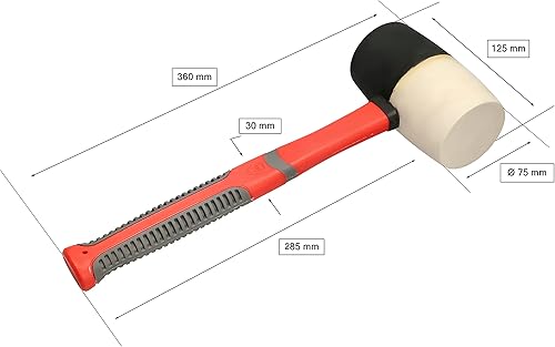 Martello in gomma KOTARBAU® 900 G martello a doppia testa a faccia morbida bianco e nero.Non lascia segni su materiali fragili.Manico in fibra di vetro che assorbe gli urti - Honorern